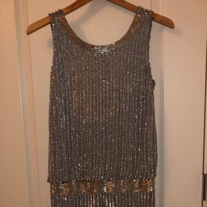 Silver sequin cocktail dress